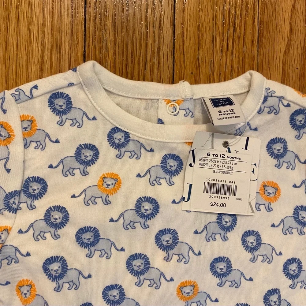 NWT Janie & Jack Lion Baby Boy Onesie 6-12 Months